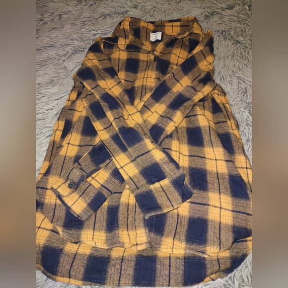 Women's Plaid Flannel Shirt in Orange and Black - Picture 3 of 4